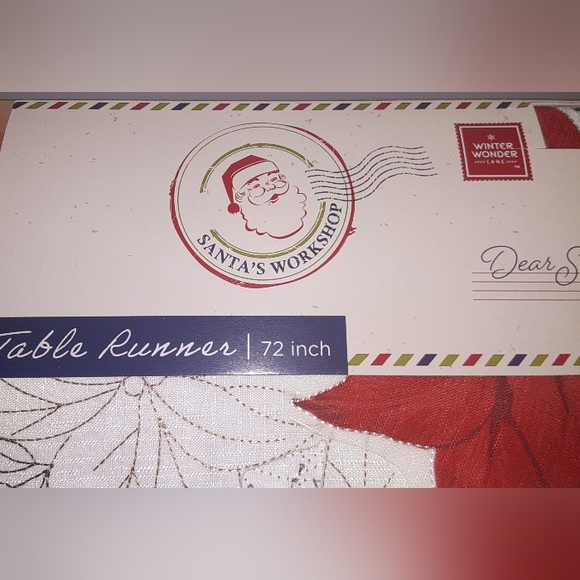 Santa's Workshop Poinsettia Cutout Christmas Table Runner Bundle - Picture 4 of 6